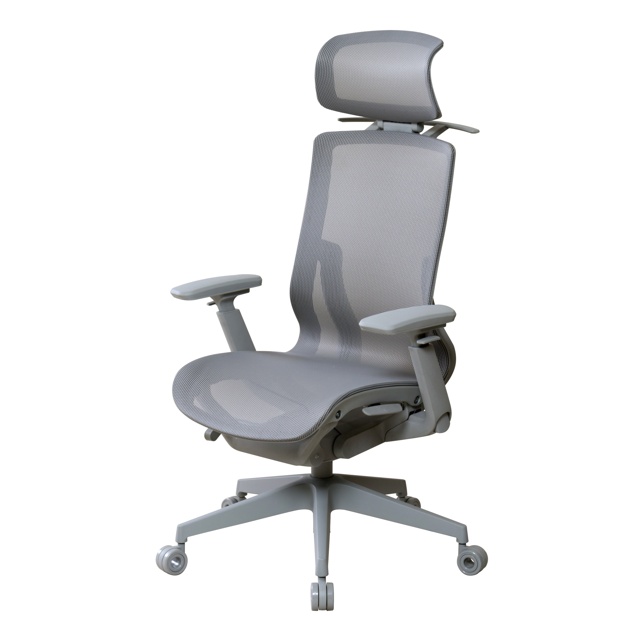 【新品】ニシキ オフィスチェア グレー/ブラック メッシュ 可動肘 ハンガー付き CKS1