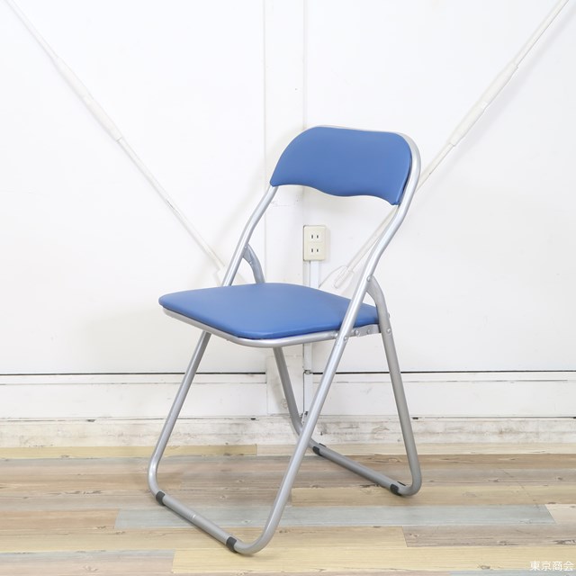 【新品】折り畳み椅子 パイプ椅子 多目的・ミーティングチェア ブルー KC-1000【在庫多数】